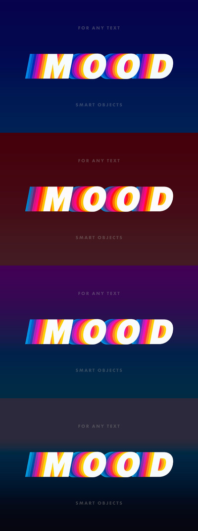 复古彩虹文字效果 (PSD)