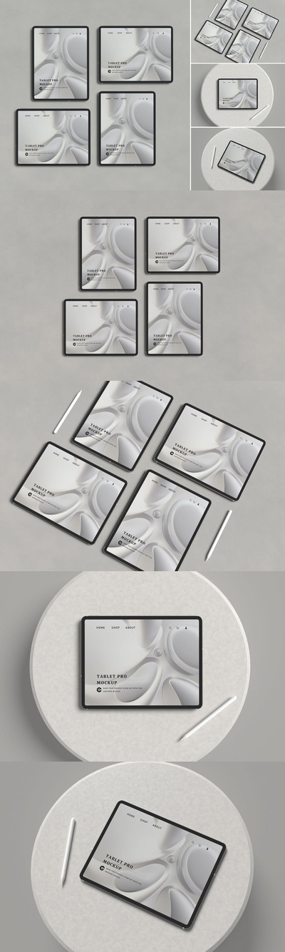 简约背景平板电脑iPad Pro样机 (PDF,PSD)
