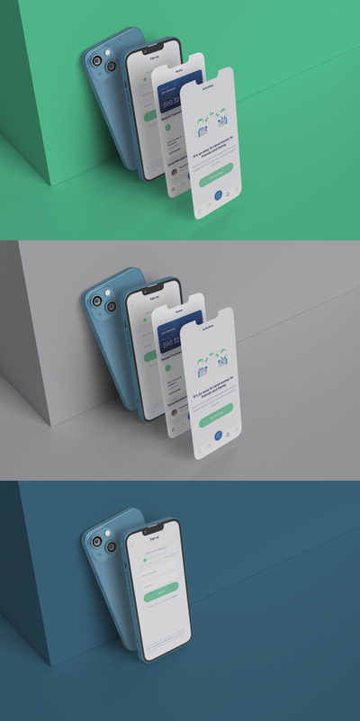 创意iPhone 13 Mini手机屏幕样机 (PSD)