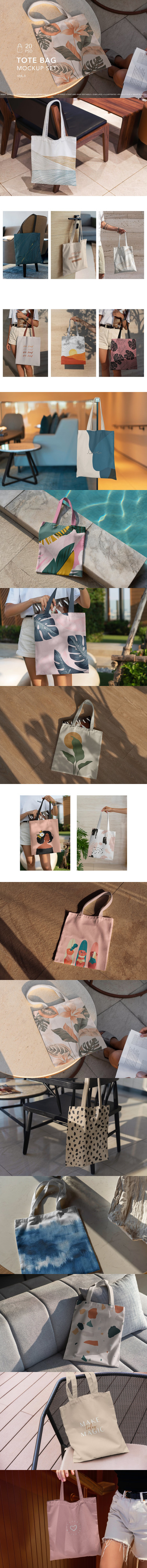 帆布手提袋图案设计样机套装 (PSD,2.78GB)