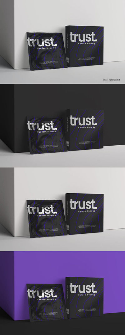 避孕安全套包装设计样机模板 (PSD)