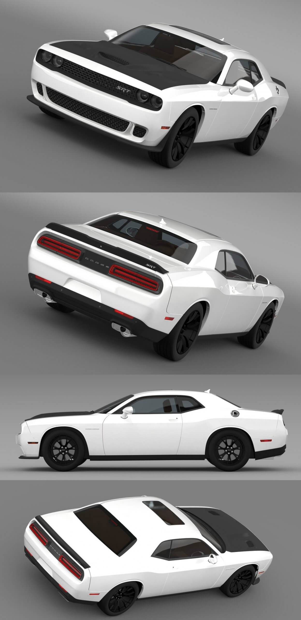 Dodge Challenger Supercharged LC 2015款道奇挑战者SRT Hellcat跑车3D模型（OBJ,FBX,MAX,Blend）