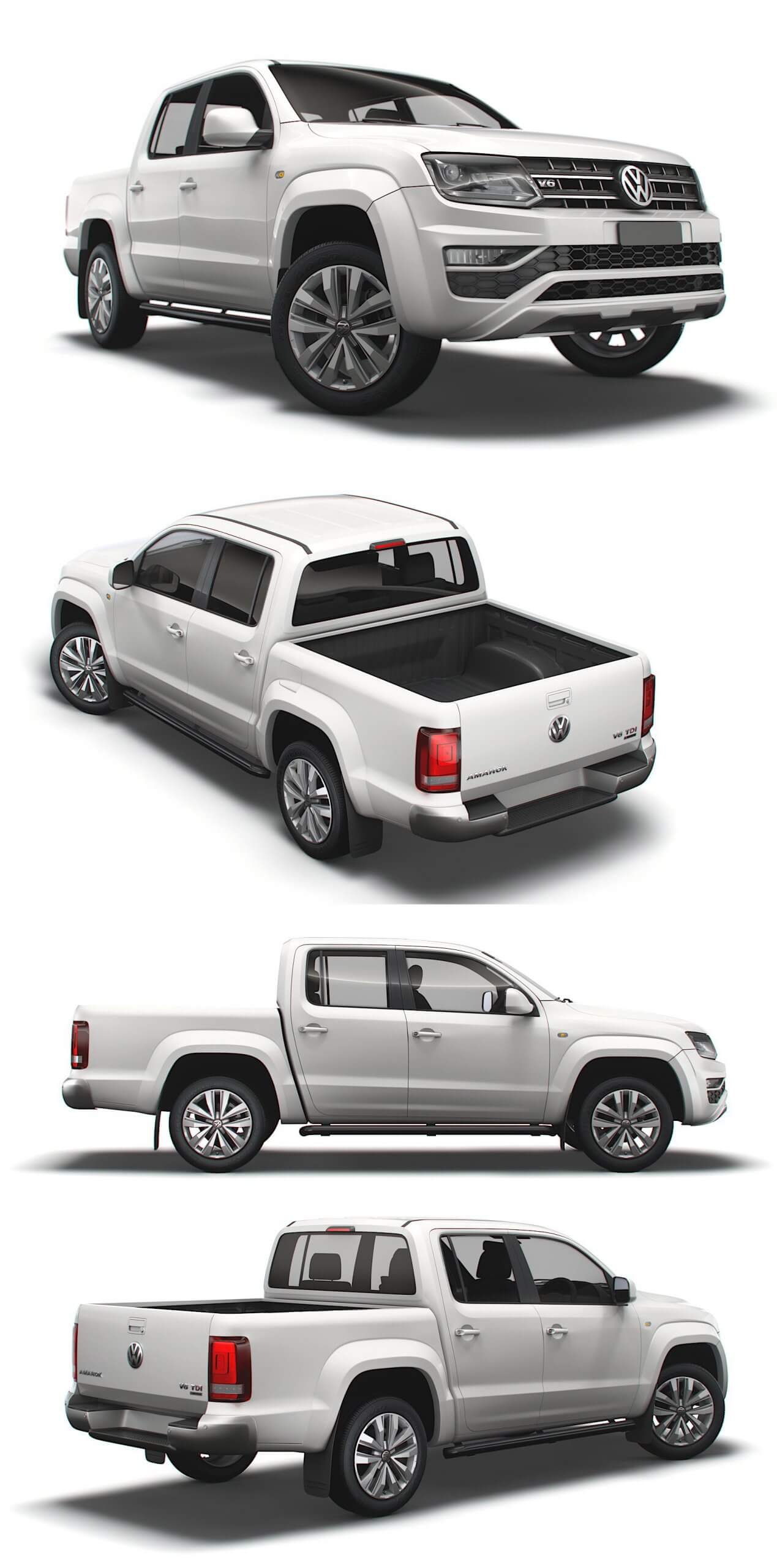 大众Volkswagen Amarok Highline UK-spec 2020款双厢皮卡车3D模型（OBJ,FBX,MAX,Blend）