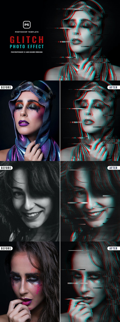 故障效果的Photoshop动作 (PSD)