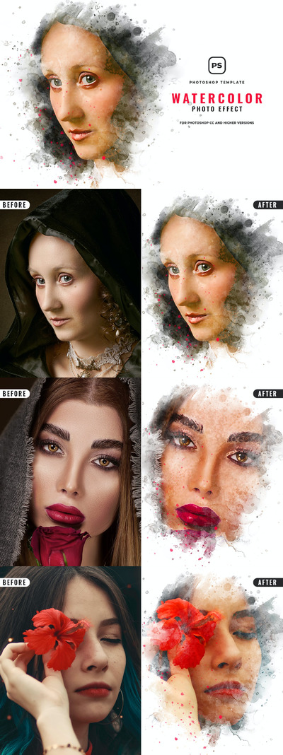 Photoshop水彩画动作 (PSD)