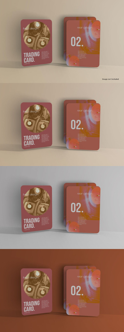 游戏收藏卡片设计样机模板 (PSD)