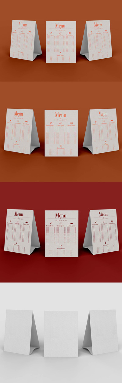 餐桌A字形菜单设计样机 (PSD)
