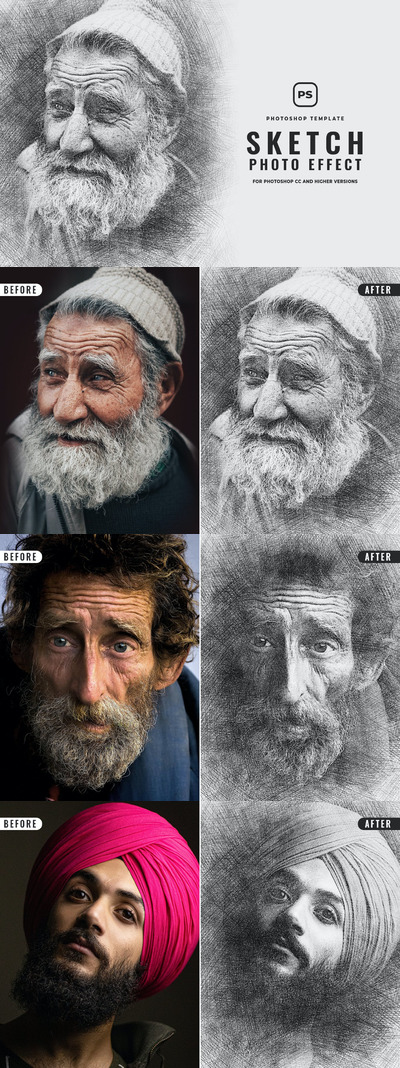 素描效果photoshop动作 (PSD)