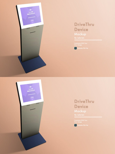 取号机/叫号机屏幕设计展示样机模板 (PSD)