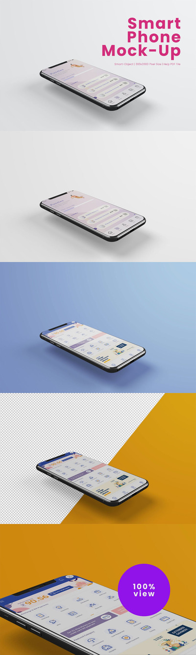 悬浮智能手机App页面展示UI样机 (PSD)