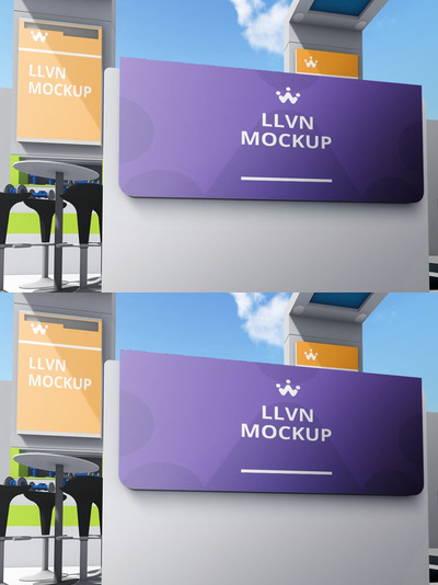 横幅广告设计展示效果图样机 (PSD)