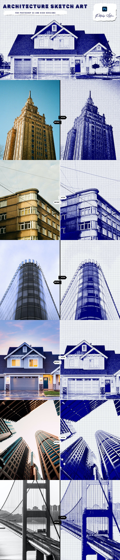 建筑素描艺术PS动作 (ATN,PAT)