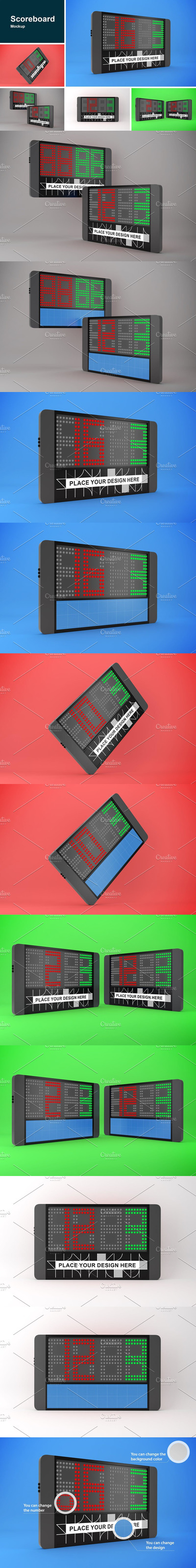 比赛记分牌设计样机模板 (PSD)