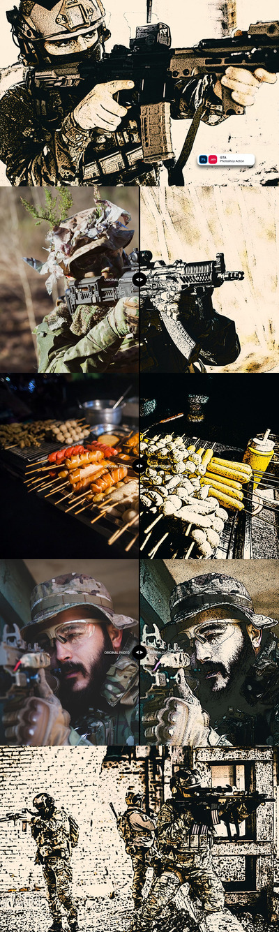 高品质的逼真质感GTA艺术效果photoshop动作预设