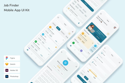 找工作移动应用 APP UI KIT (FIG,PSD,SKETCH,XD)