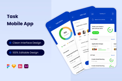 任务移动应用程序APP UI KIT (FIG,SKETCH,XD)