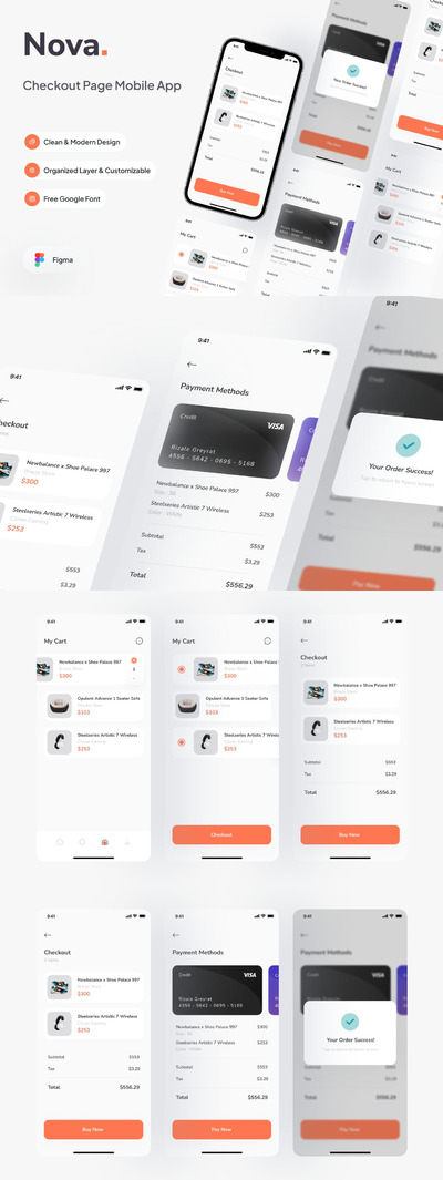 结帐台页面移动应用 APP UI KIT (FIG)