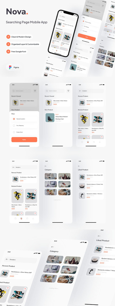 搜索移动应用 APP UI KIT (JPG)