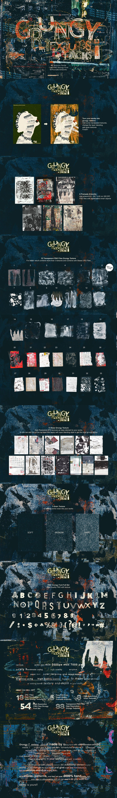 Grungy脏乱风格纹理背景素材包[2.25GB]