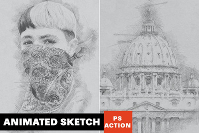 高品质的时尚高端专业的手绘素描photoshop动作预设