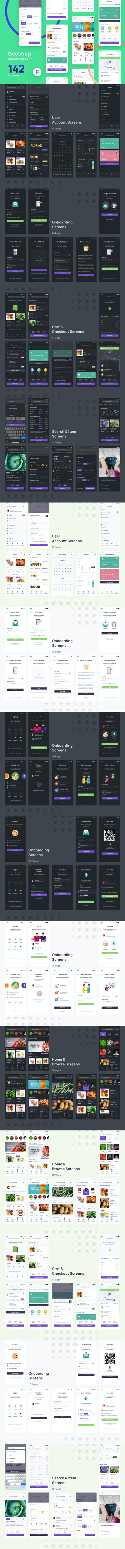 干净的现代杂货生鲜电商APP UI KIT (FIG)