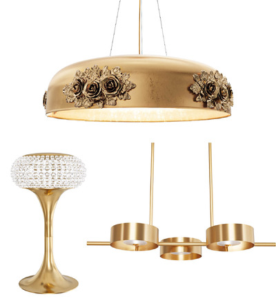 La Villa Boutique金色系吊灯台灯3D模型（OBJ,FBX,MAX）
