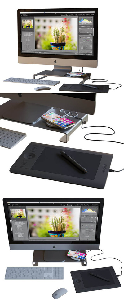 带有鼠标和键盘的Apple iMac PRO及iphone和绘图板3D模型（OBJ,MAX）