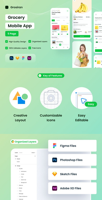 生鲜杂货店APP UI KIT (PSD,XD,FIG,SKETCH)