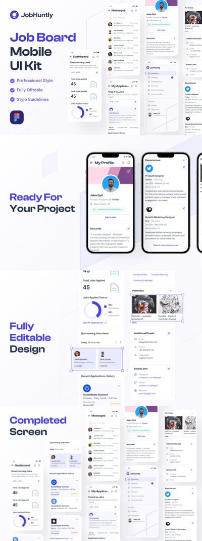 职业生涯管理 App UI Kit (FIG)