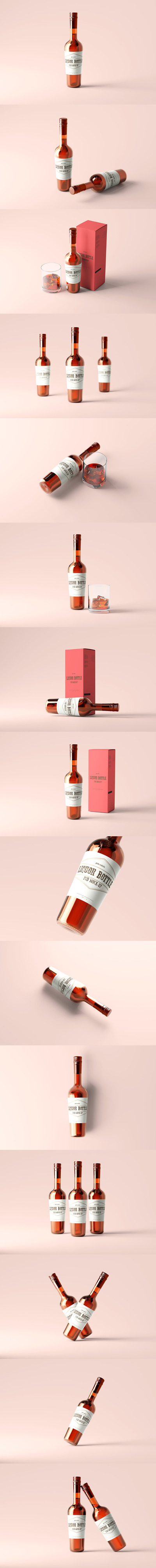 圆形酒瓶标签设计样机 (psd)