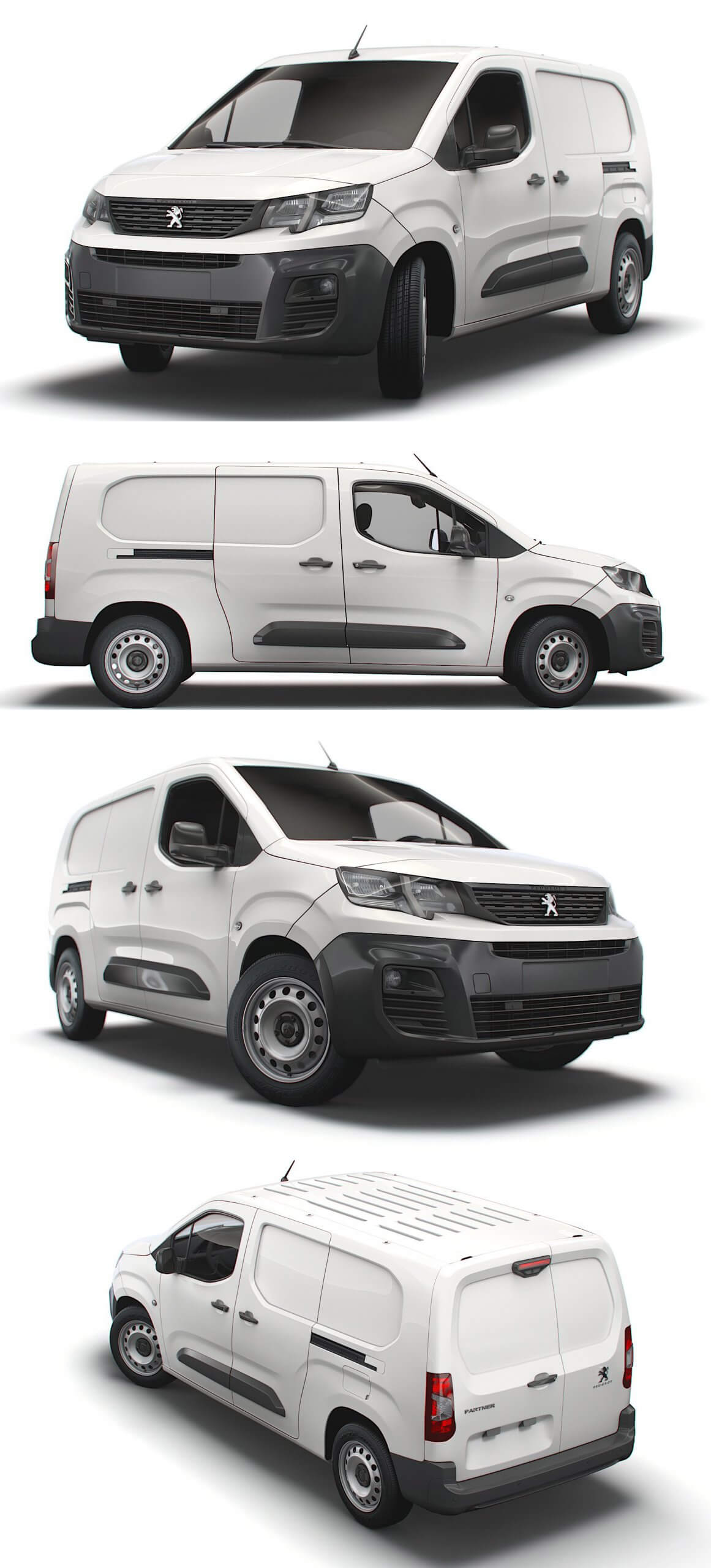 Peugeot标志Partner Crew LWB 2021款面包车3D模型（OBJ,FBX,MAX,Blend）
