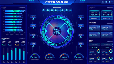 科技蓝数据可视化后台图表统计大屏系统Ui首页