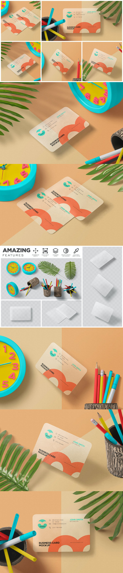 圆角高细节透明名片样机 (PSD)