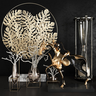 沙漏和骏马工艺品等装饰组合3D模型（OBJ,MAX）