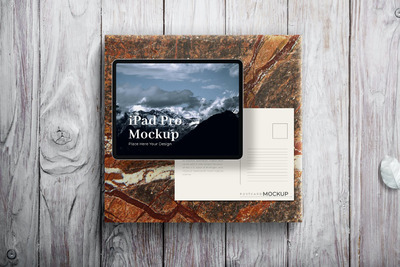 明信片&iPad平板电脑样机 (PSD)
