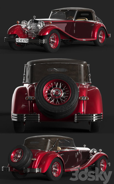 梅赛德斯奔驰Mercedes Benz 380 Cabriolet汽车3D模型（OBJ,FBX,MAX）