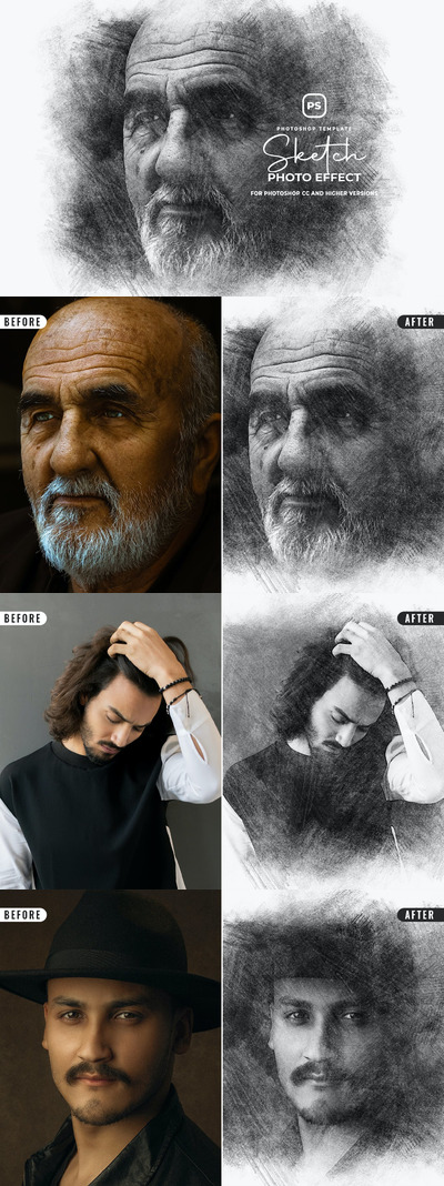 素描效果PS样式 (PSD)