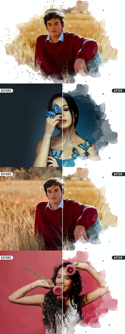 水彩照片效果PS样式 (PSD)