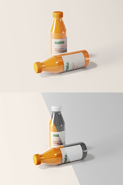 果汁瓶包装标签样机 (psd)