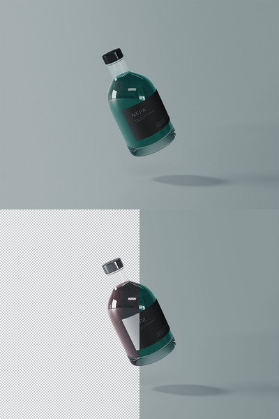 魔法玻璃瓶标签设计样机 (psd)