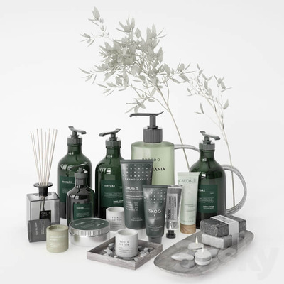 浴室洗簌用品护肤品香氛等组合3D模型（OBJ,MAX）