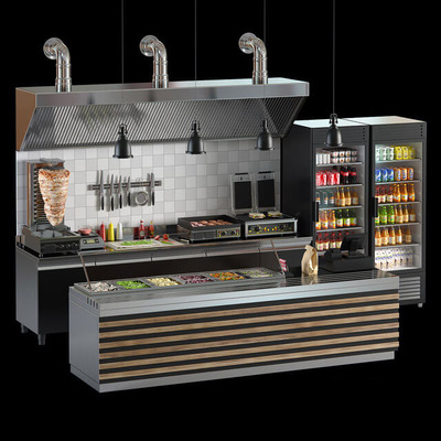 沙威玛烤肉店3D模型（OBJ,FBX,MAX）