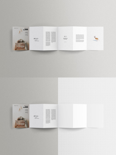 6折页手风琴式手册设计样机 (PSD)