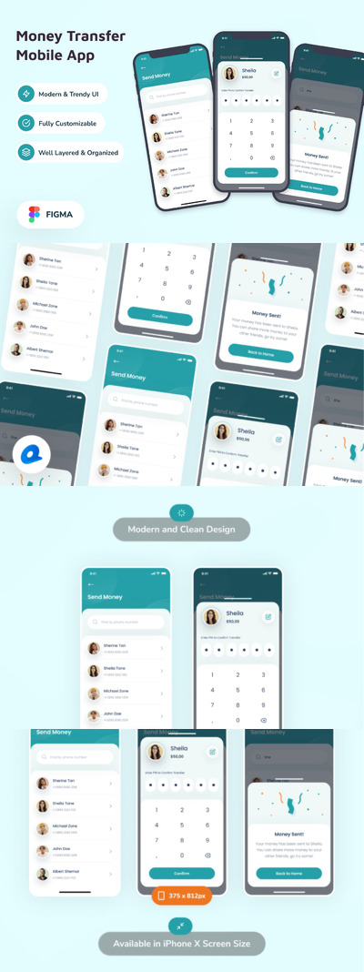 手机转账功能App UI Kit (FIG)