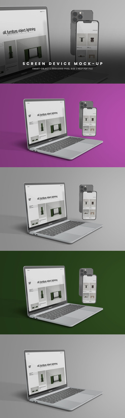 屏幕展示响应式设备样机 (PSD)