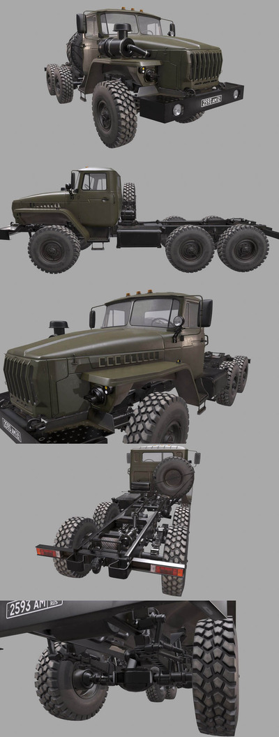 Ural 4320俄罗斯军用卡车3D模型（Blend,FBX）