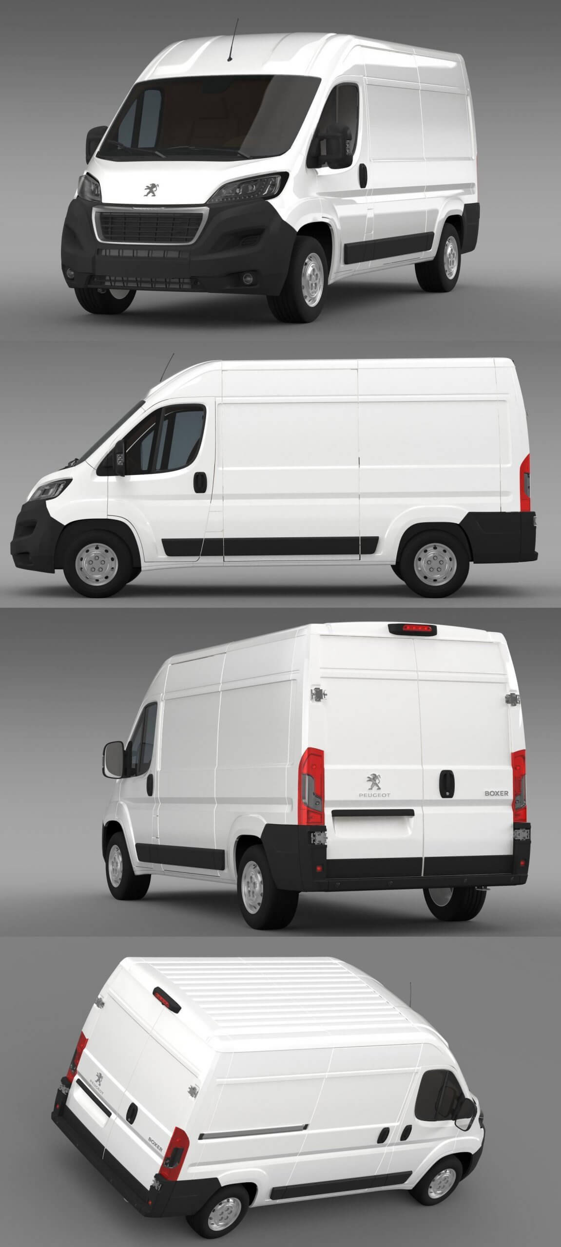 标致Peugeot L4H2 Boxer Van2017款面包车3D模型（OBJ,FBX,MAX,Blend）