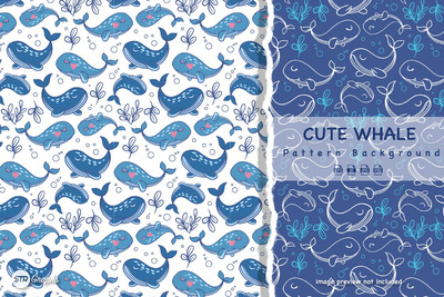 可爱的鲸鱼图案 (AI,EPS,JPG,PNG)