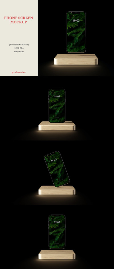 暗黑背景手机屏幕样机 (PSD)