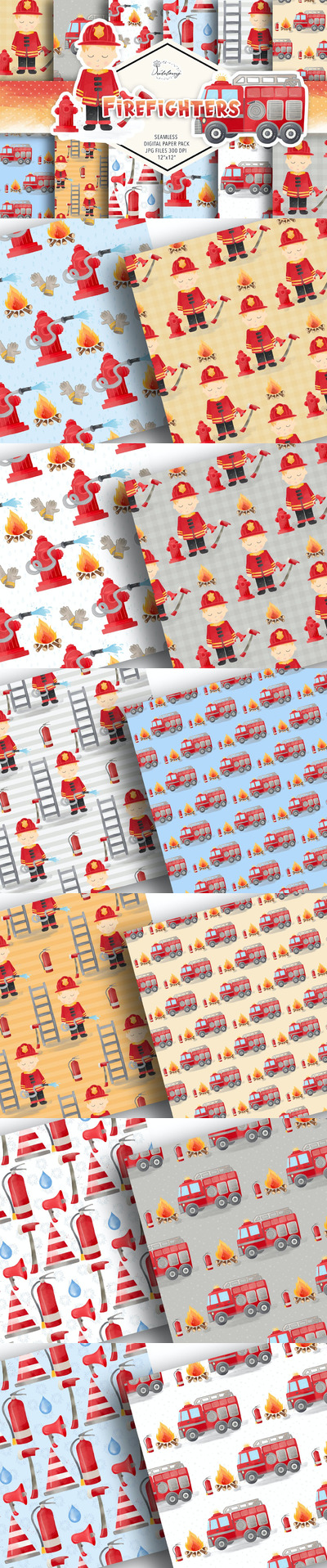 水彩消防员图案 (JPG)